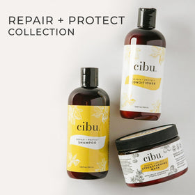 CIBU almond oil and ylang-ylang botanicals representing nourishing ingredients and moisture benefit