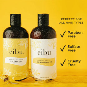 CIBU shampoo lather texture on hand demonstrating gentle cleansing and foam control benefit
