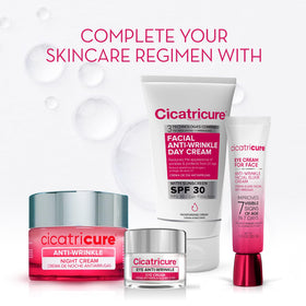 Cicatricure before and after illustration showing visible wrinkle improvement