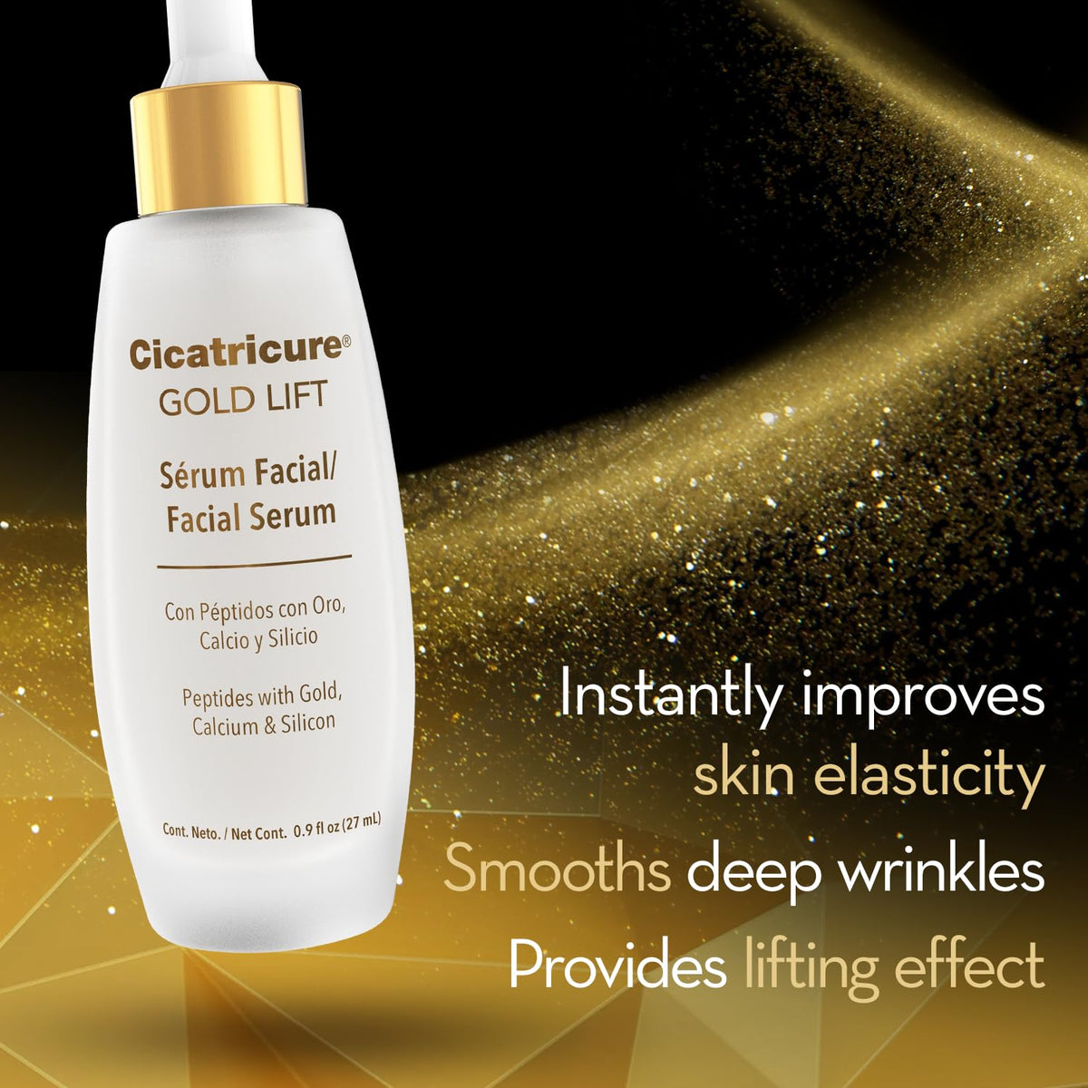 Cicatricure serum droplet texture showcasing lightweight hydration and glow