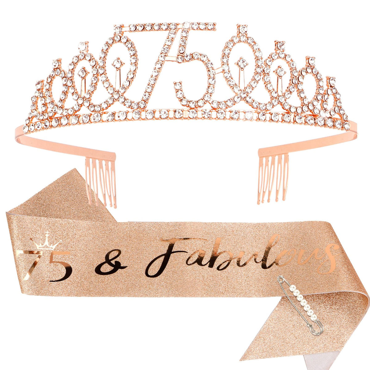CIEHER crown front view showing rose-gold sparkle and regal presence
