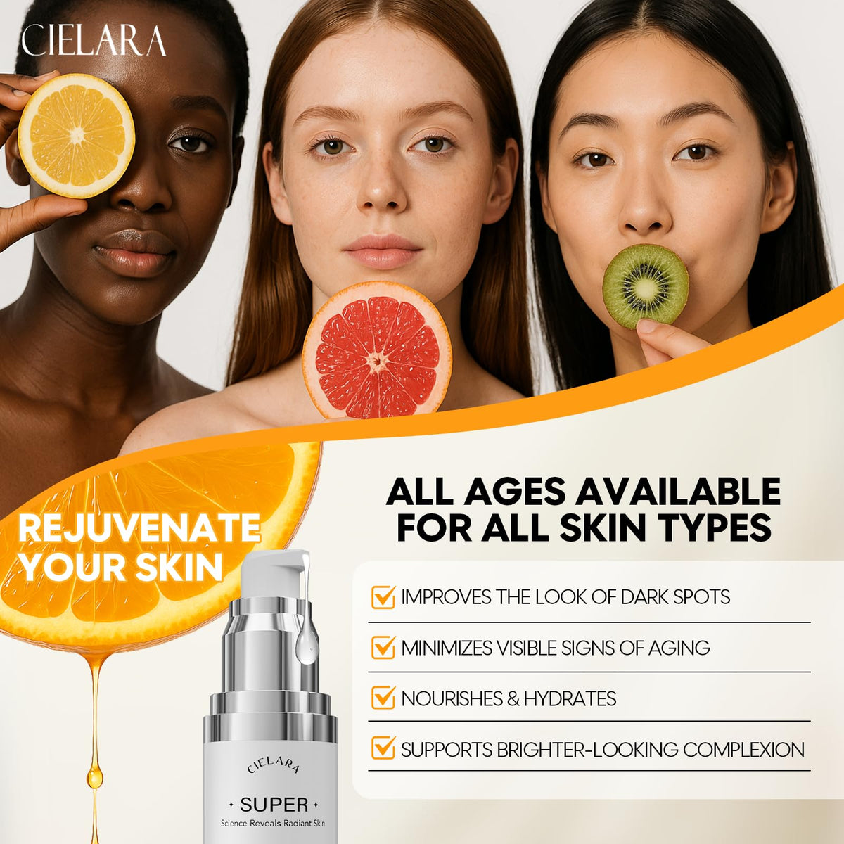 CIELARA lifestyle scene on bathroom vanity showing simple morning application benefit