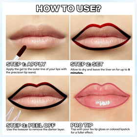 Cilrofelr lips before and after application showing defined matte finish