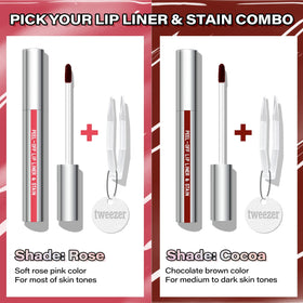 Cilrofelr lips before and after demonstrating defined, long-lasting color benefit