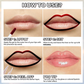 Cilrofelr lips before and after application showing defined color