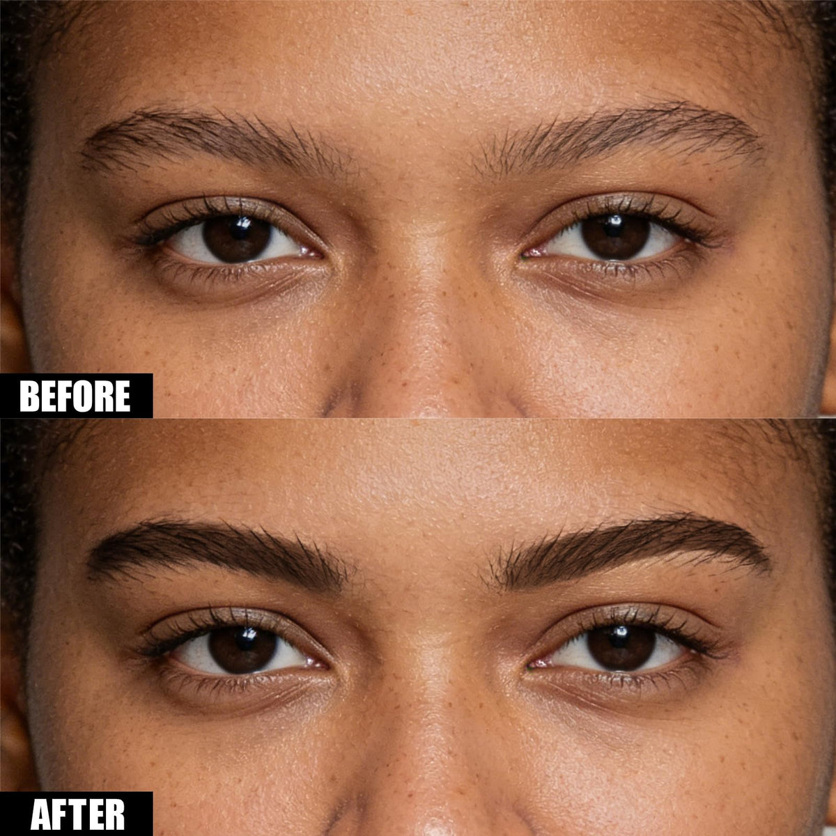 Cilrofelr peeled brow reveal showing defined, fuller-looking brows