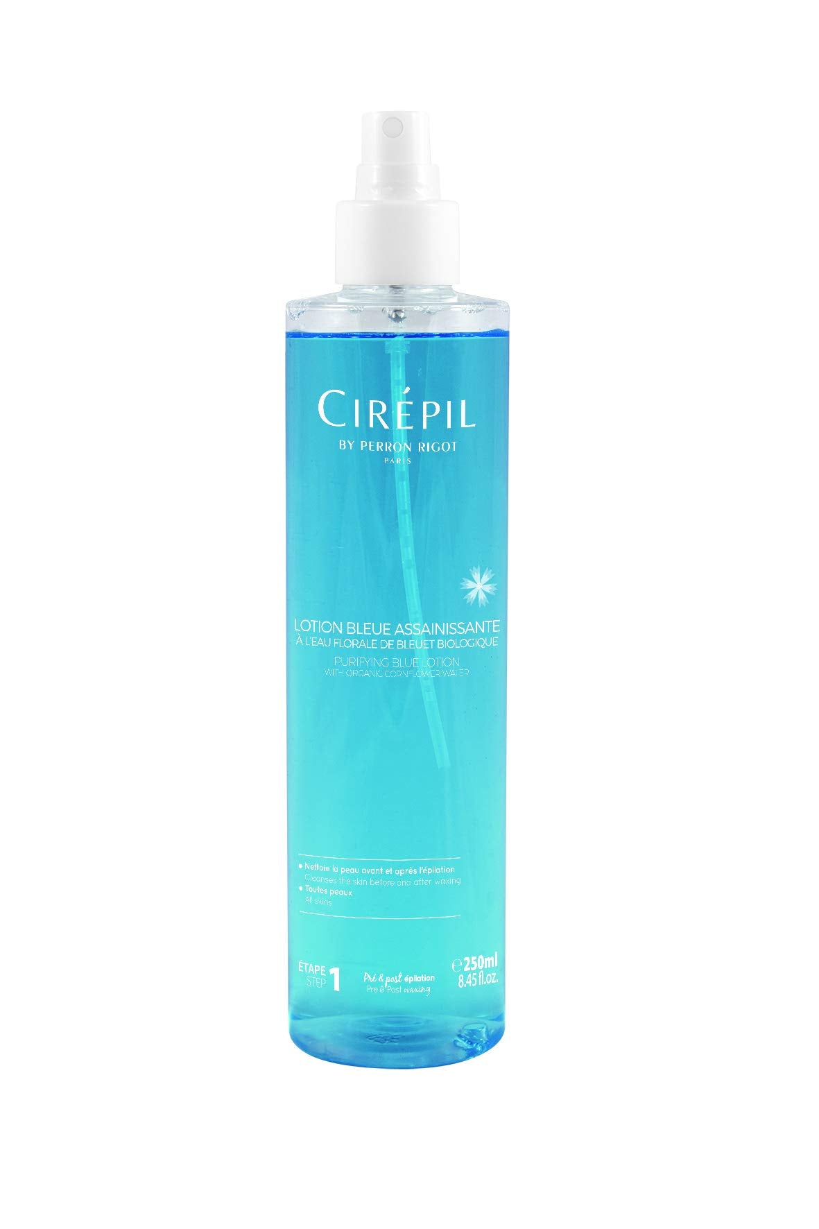 Cirepil Purifying Blue Lotion pump bottle front view showing professional packaging and quick dispensing