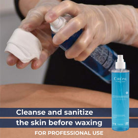 Clear blue lotion texture droplet demonstrating gentle, low-alcohol formula that soothes skin