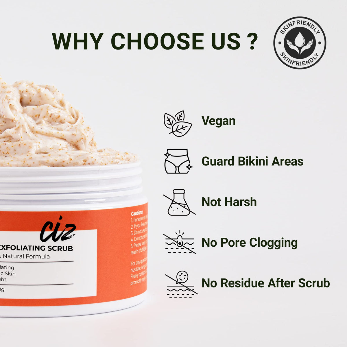 CIZ label close-up highlighting botanical ingredients and clean formulation