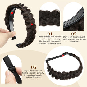 CJL HAIR elastic braid stretched to show adjustability and comfortable fit benefit