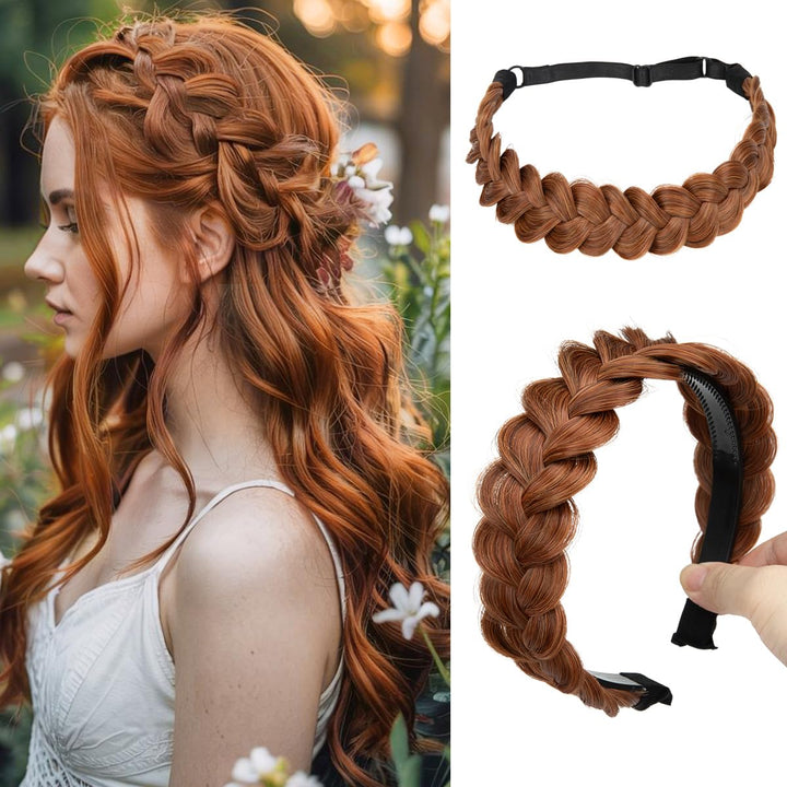 CJL HAIR front packaging showing two Tizian Red braided headbands and color