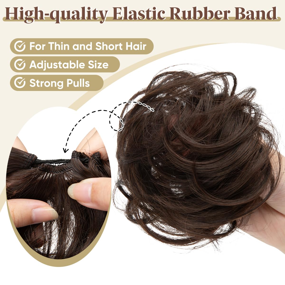 CJL HAIR worn as a high messy bun adding instant fullness and style