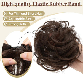 CJL HAIR worn as a high messy bun adding instant fullness and style