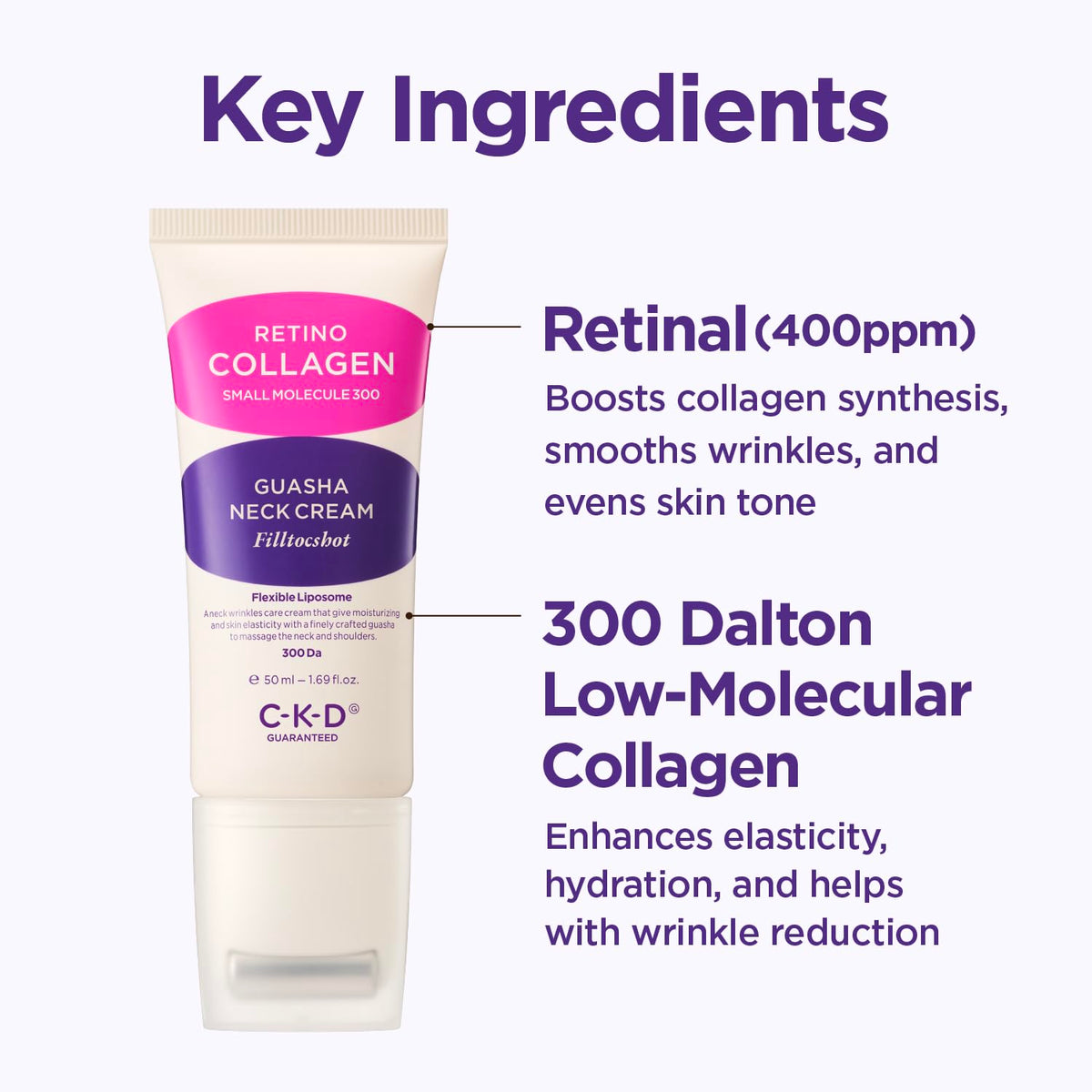 CKD Guaranteed 1.69 fl oz size comparison displaying compact travel-friendly benefit