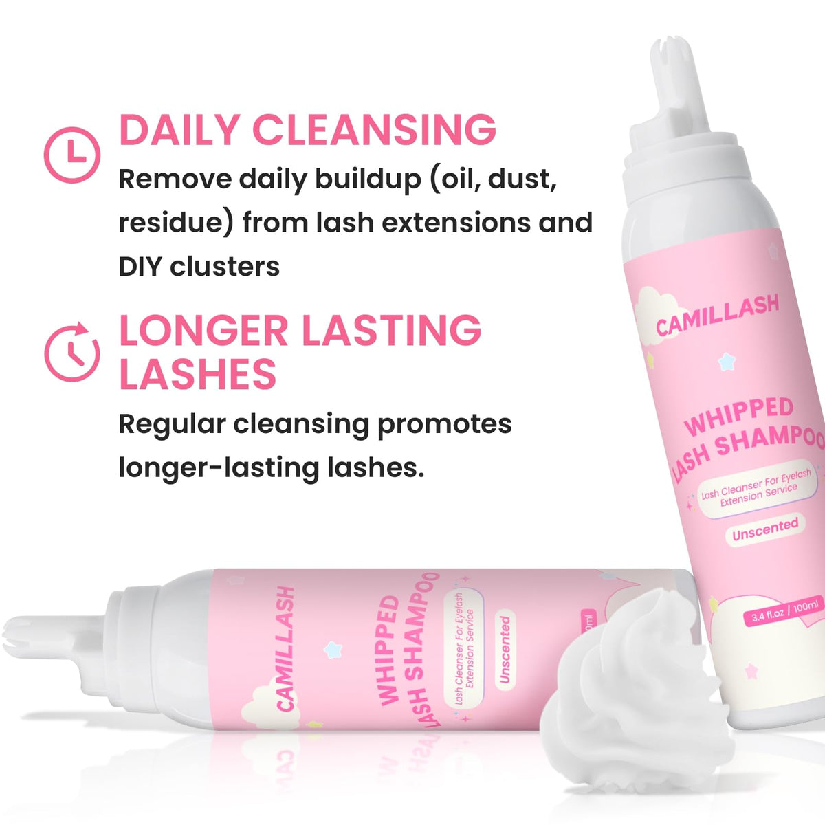 CL CAMILLASH in salon use with technician cleansing client lashes for professional results