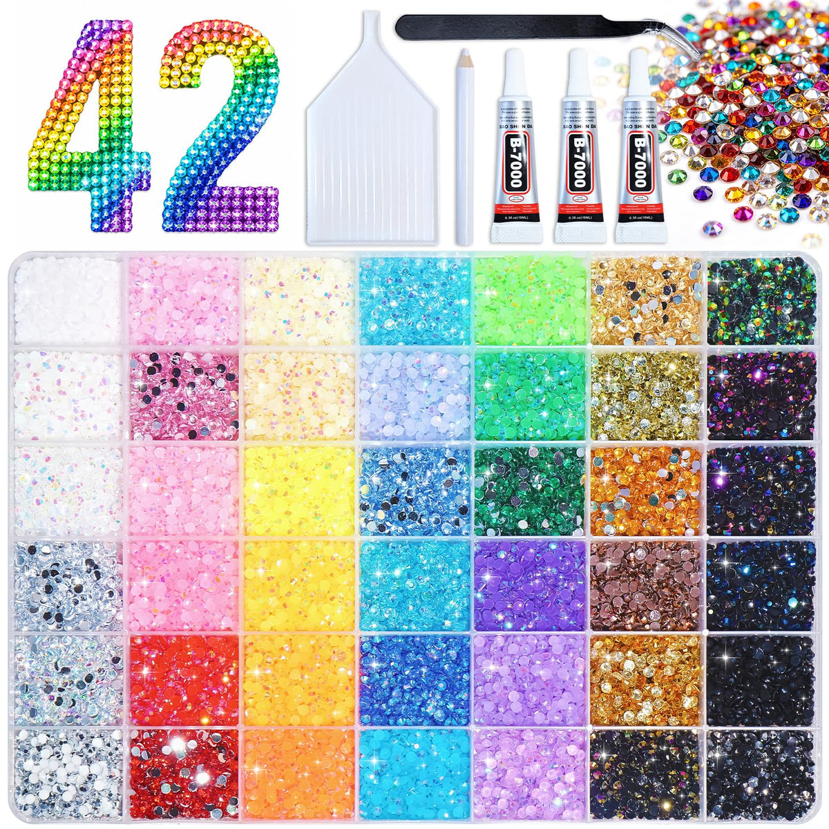 ClaBead front packaging showing full bedazzling kit and included tools