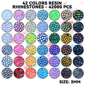 ClaBead close-up of 42 colorful rhinestones displaying vibrant sparkle