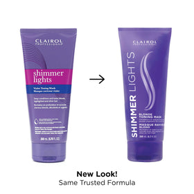 Clairol Professional open jar showing creamy violet mask texture and conditioning benefit