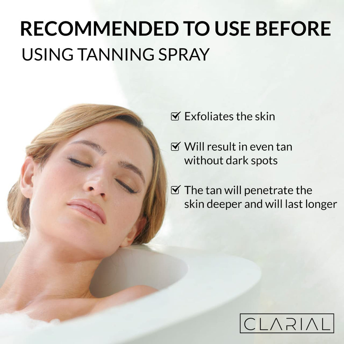 CLARIAL mitt in shower use exfoliating arm to reveal smoother skin