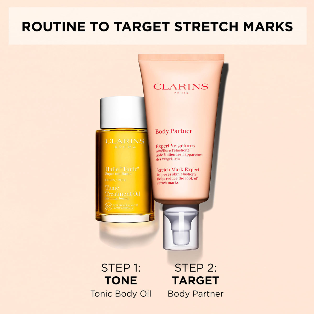 Clarins being applied to pregnant belly for soothing comfort