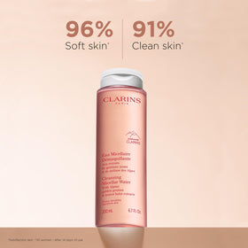 Clarins back label close-up displaying ingredients and clarifying information