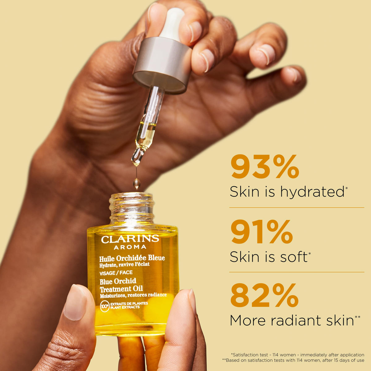 CLARINS close-up of blue orchid extract that revitalizes and tones skin