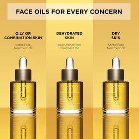 CLARINS bottle next to everyday items to show true size and portability