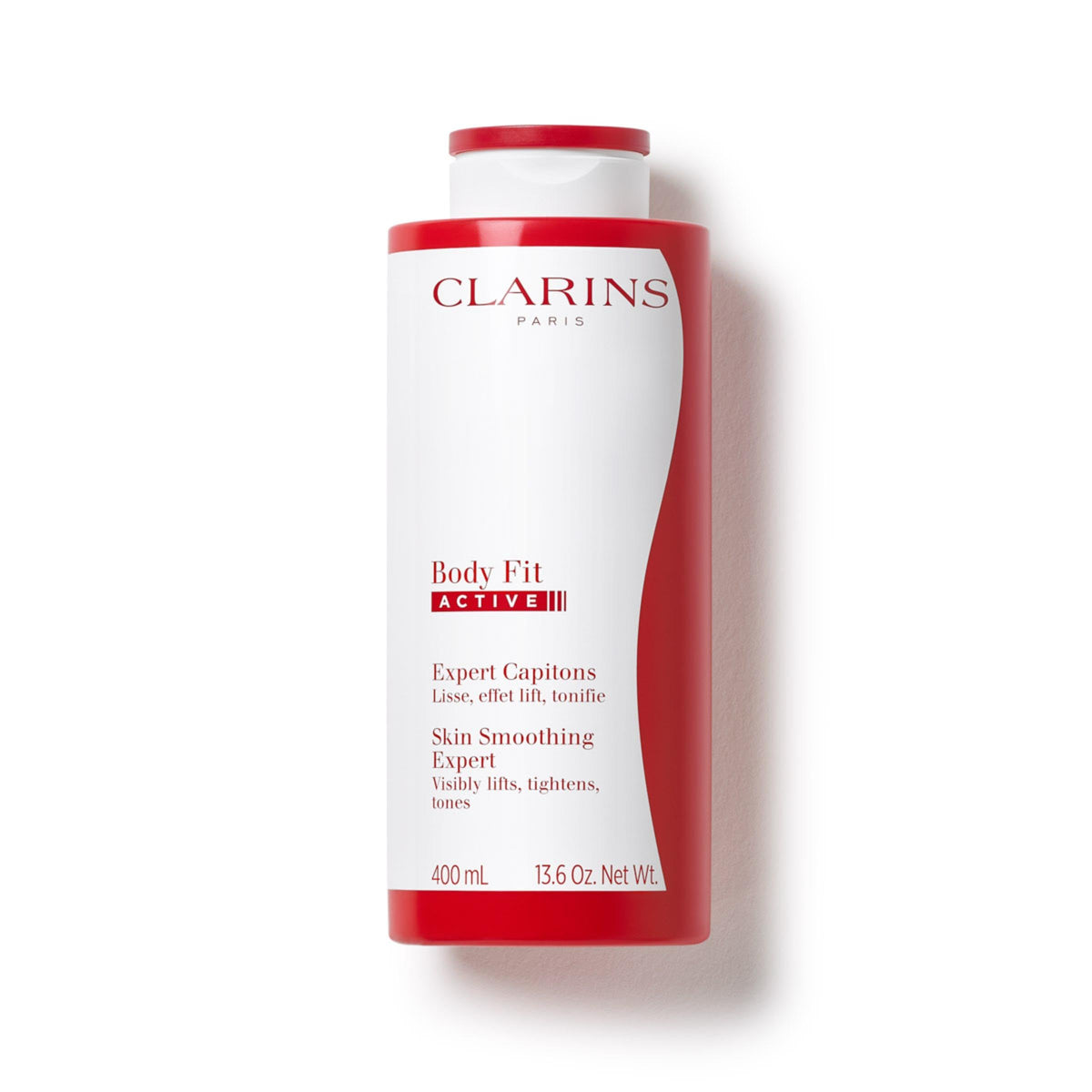 Clarins Body Fit front packaging shows product and brand for clear recognition and appeal
