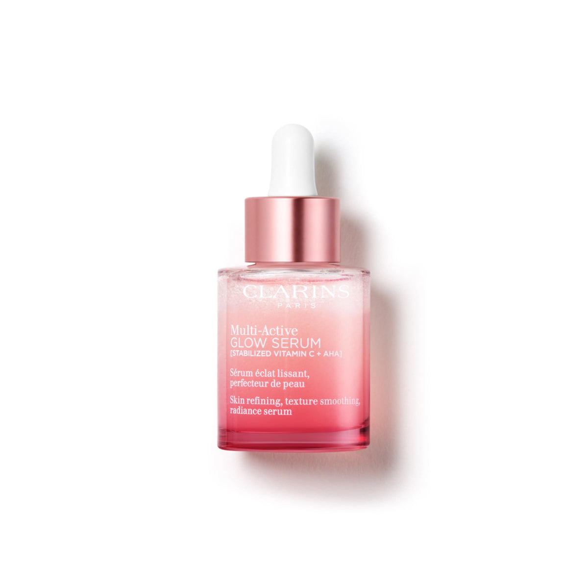 Clarins front packaging showing serum bottle and label for quick identification and trust