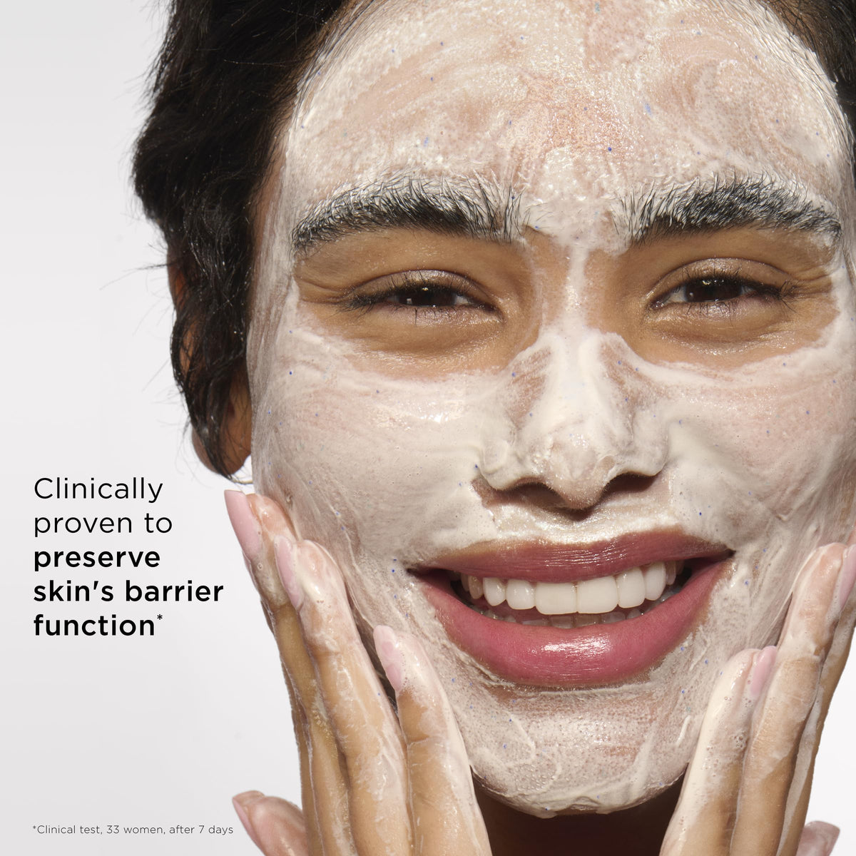 Clarins cleanser used in morning routine showing refreshed, mattified skin
