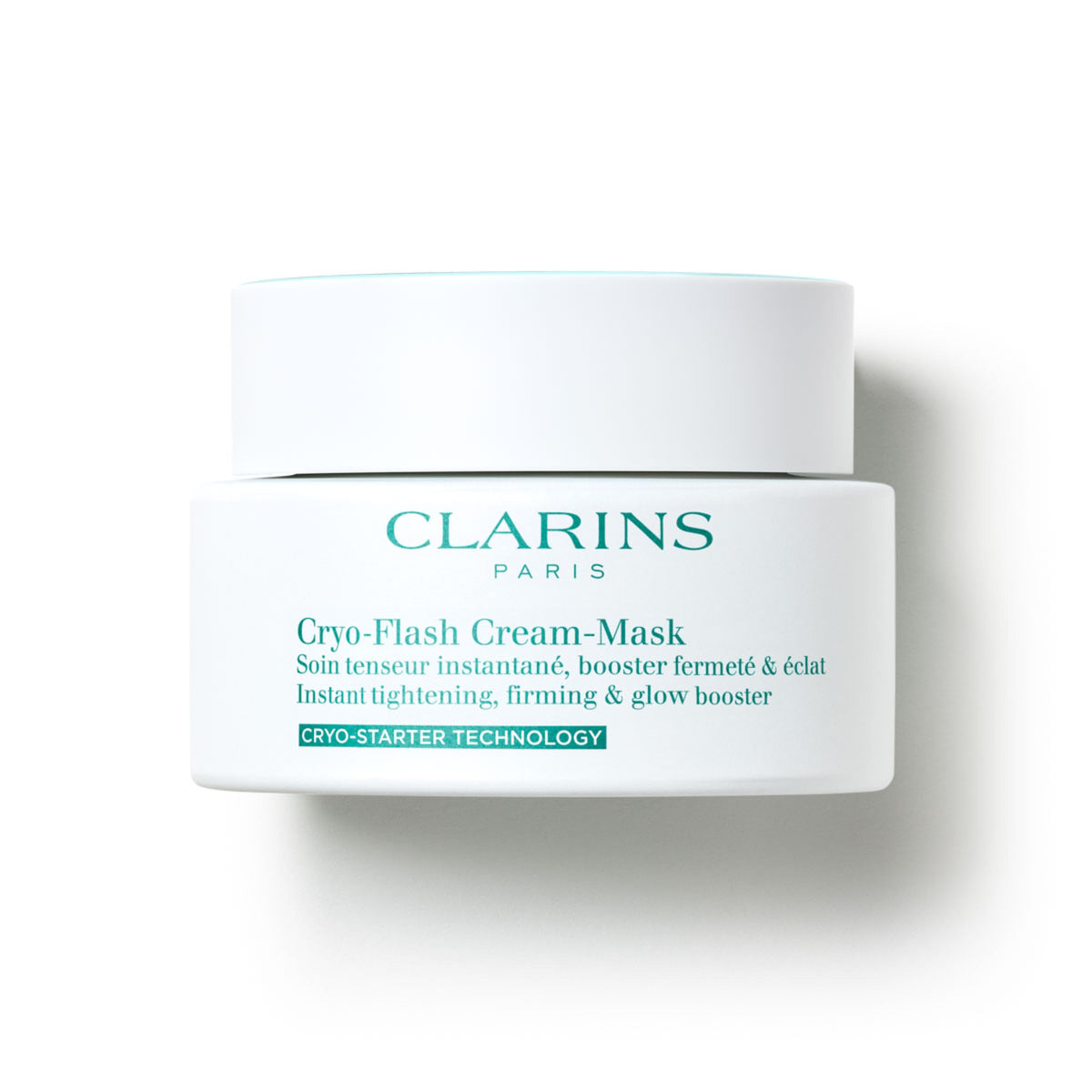 CLARINS jar front view showing Cryo-Flash mask for instant lift