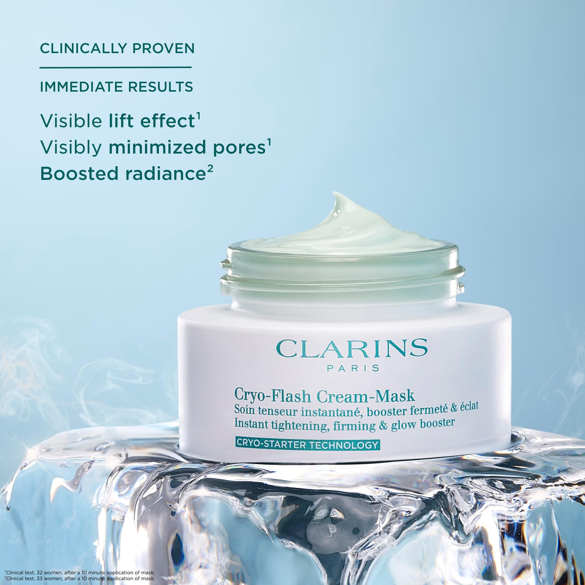 CLARINS Cryo-Flash close-up texture highlighting smoothing benefit