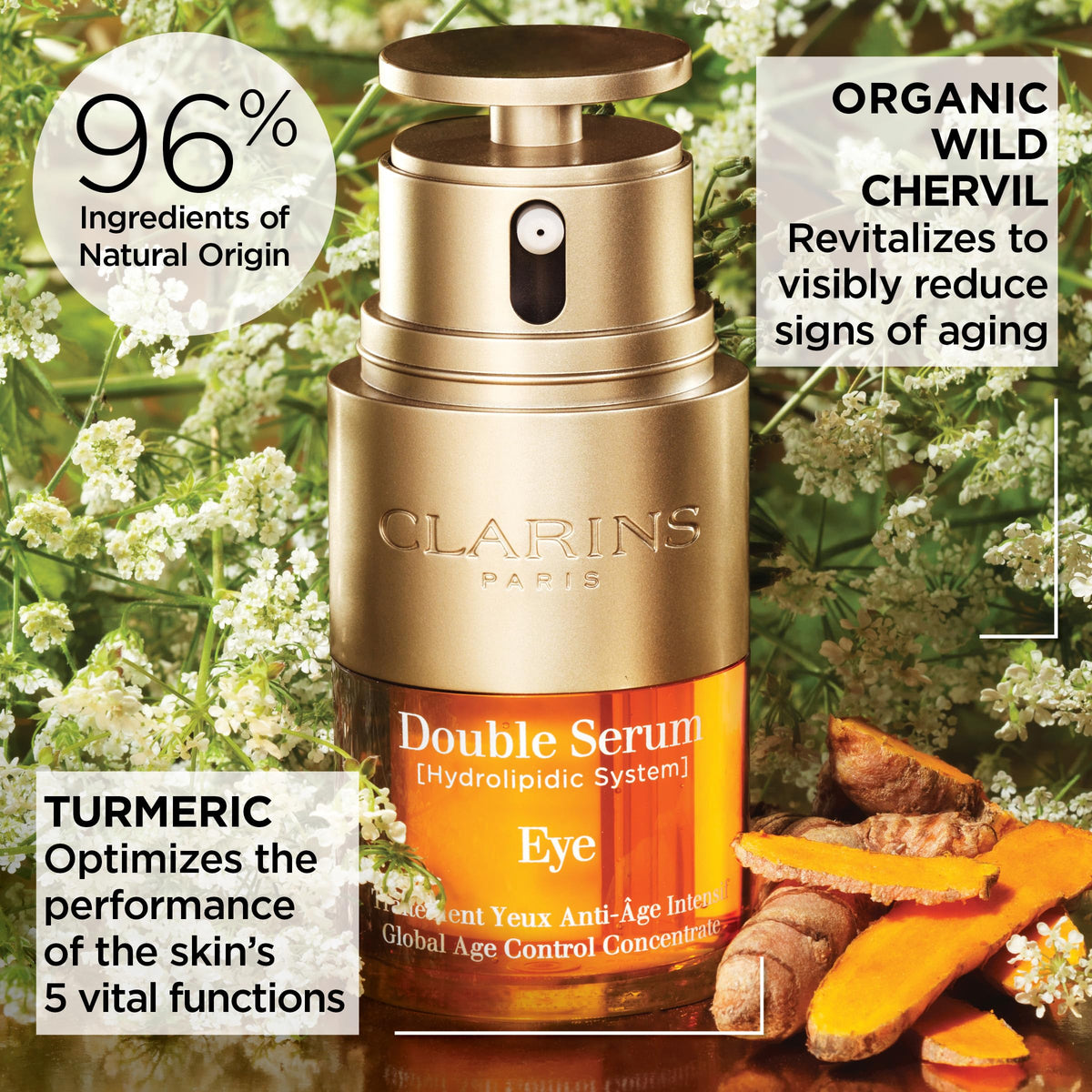Clarins serum texture on fingertip showing lightweight blend and fast absorption