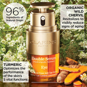 Clarins serum texture on fingertip showing lightweight blend and fast absorption
