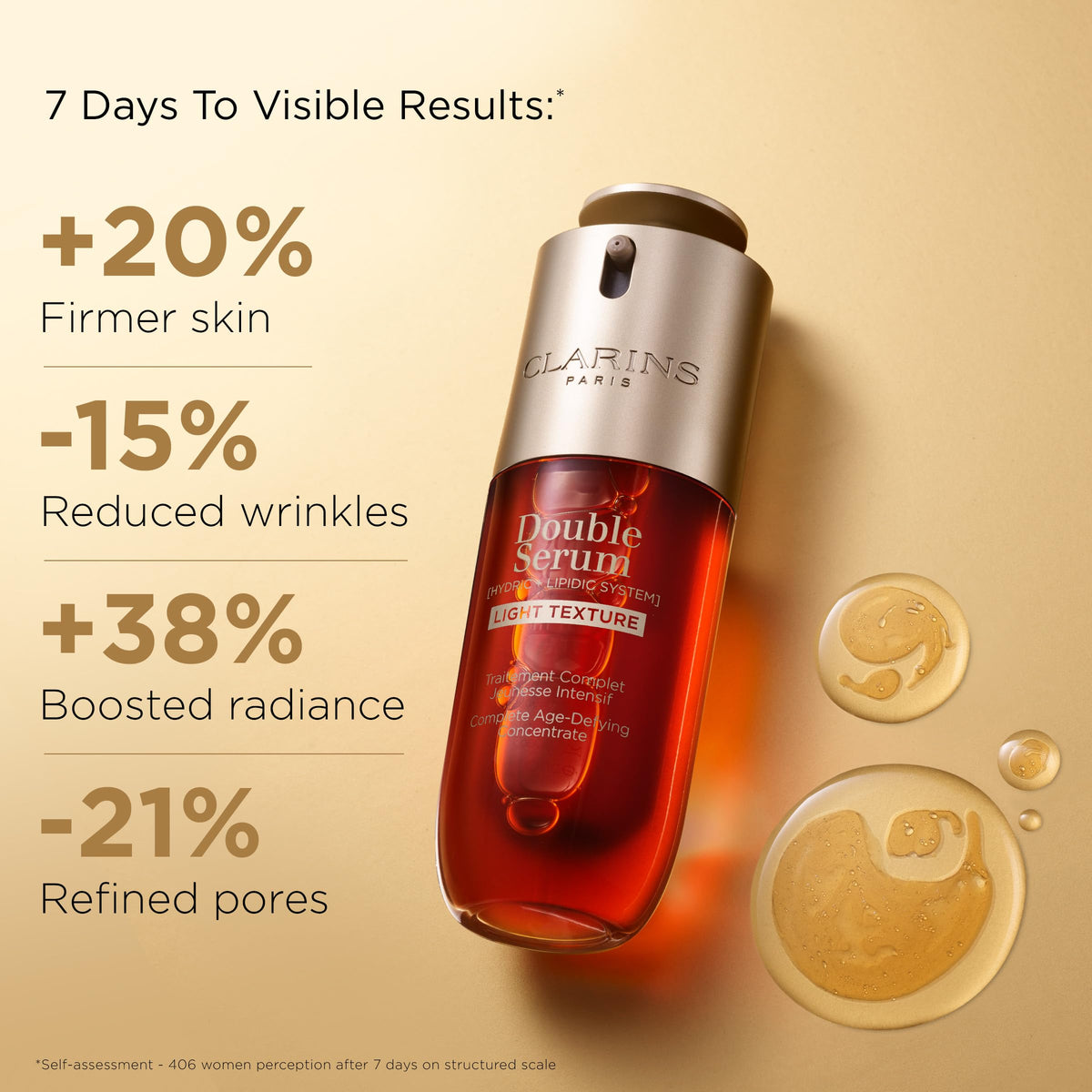 Clarins pump detail illustrating dual‑phase delivery and freshness preservation