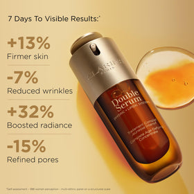 Clarins double serum pump open to show dual-phase dispensing for effective delivery