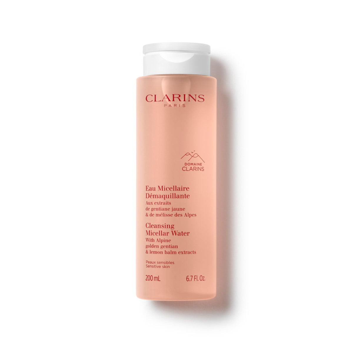 Clarins front bottle view showing sleek packaging and quick cleansing benefit
