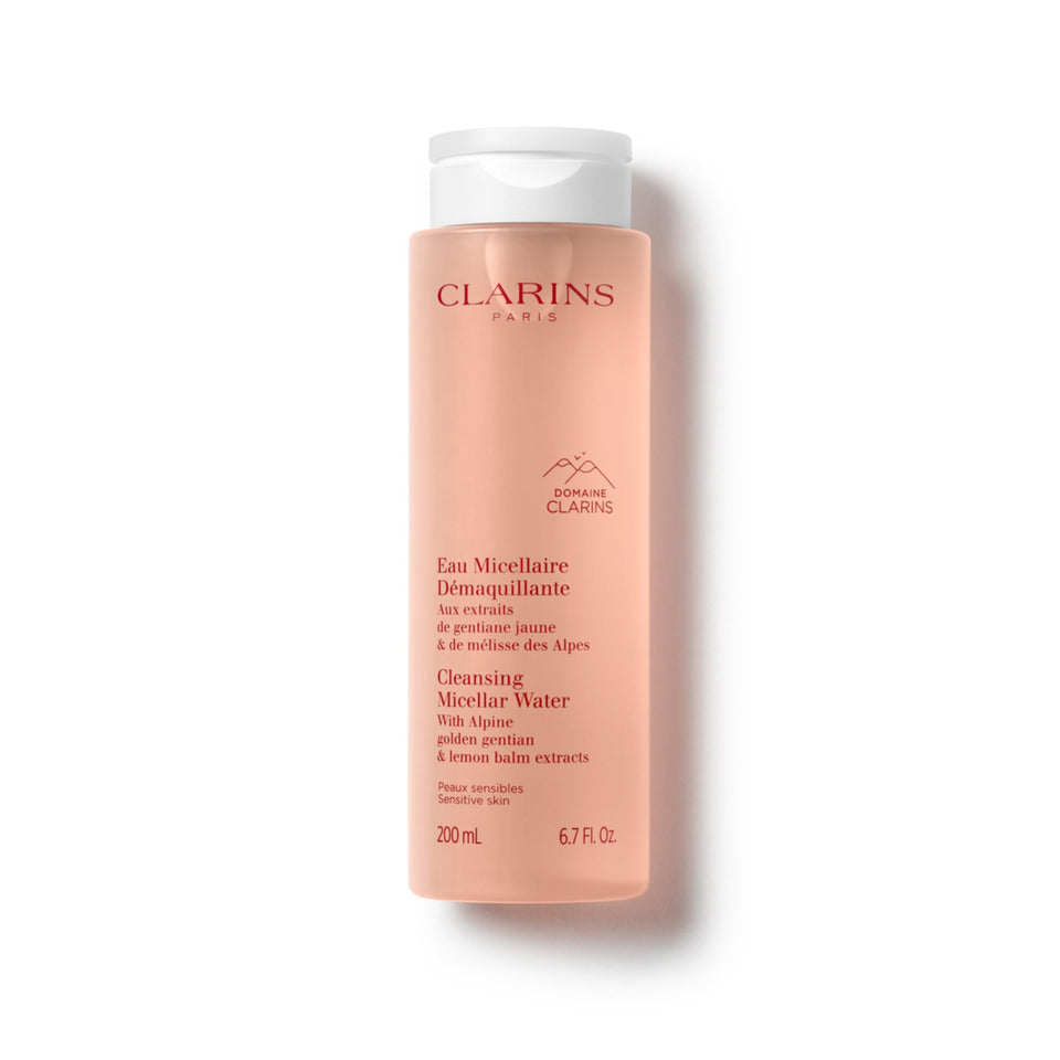 Clarins front bottle view showing sleek packaging and quick cleansing benefit