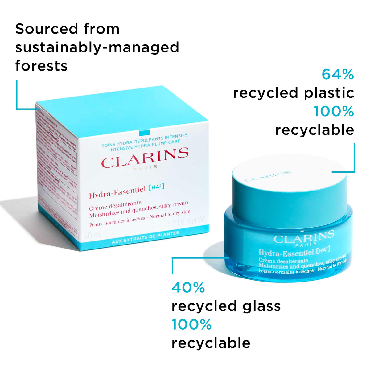 Clarins jar label close-up showing product name and usage clarity benefit