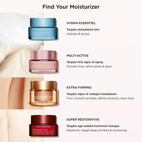 Clarins cream on vanity in bright bathroom suggesting everyday routine ease