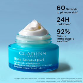 Clarins open jar texture close-up showing rich hydrating cream