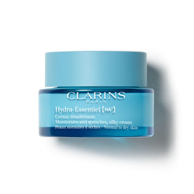 Clarins jar front view showing sleek packaging and daily hydration benefit