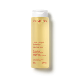 Clarins bottle front view showing brand and clean hydrating benefit