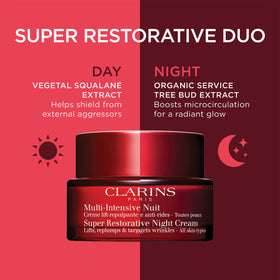 Clarins ingredient label highlighting Organic Harungana extract and renewal benefit
