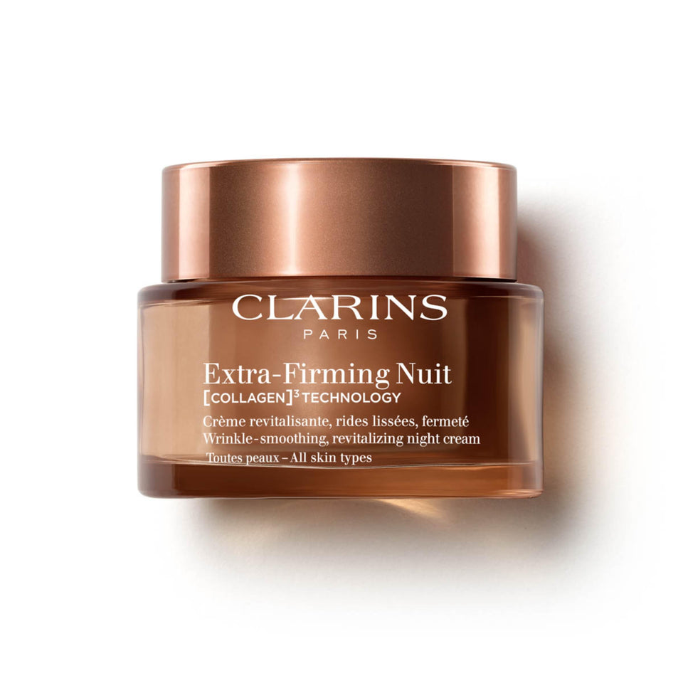 Clarins jar front showing label and elegant packaging for visible firming