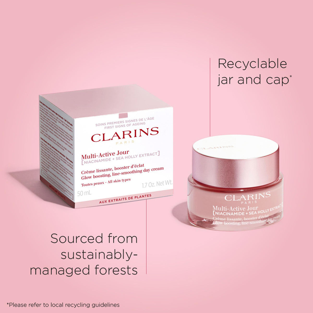 Clarins jar open with spoon swatch showing product color and even-tone benefit