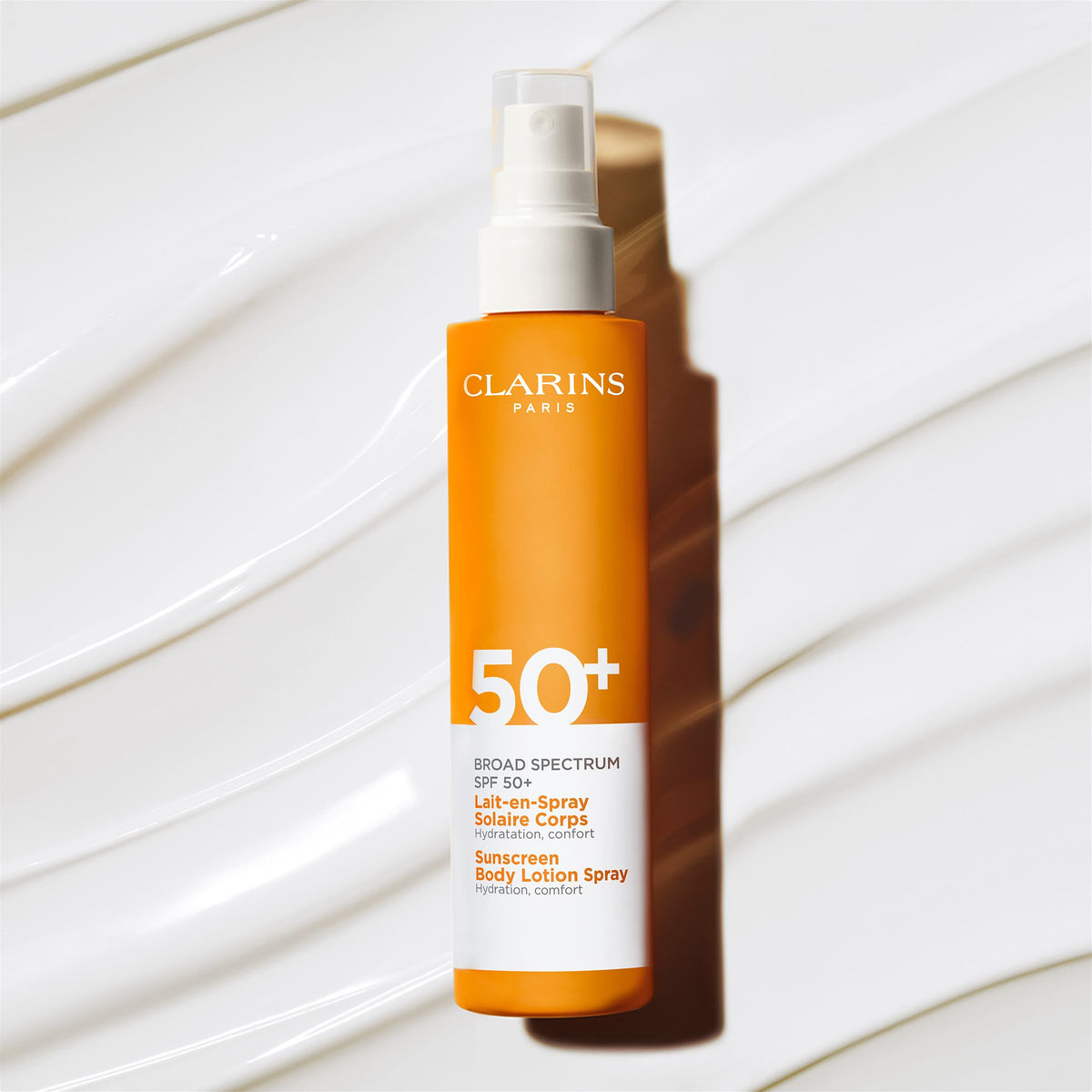 Clarins label highlighting organic aloe vera and vitamin E derivative benefits