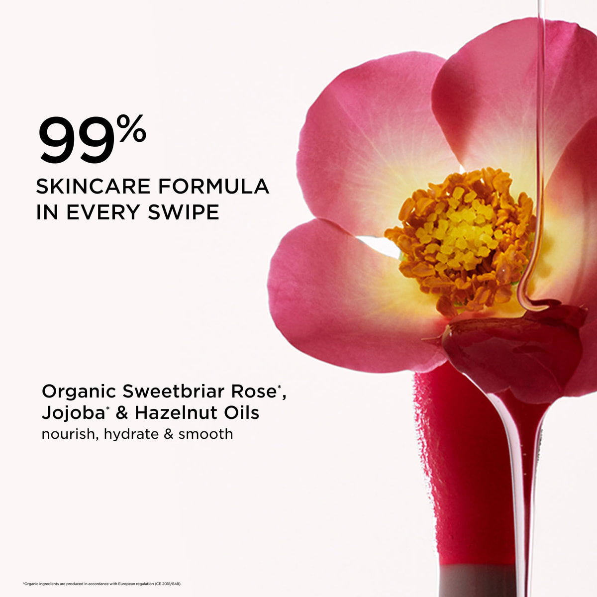 CLARINS open cap with label highlighting natural ingredients benefit