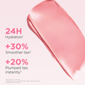 Clarins lip oil balm texture swipe highlighting smooth, hydrating finish