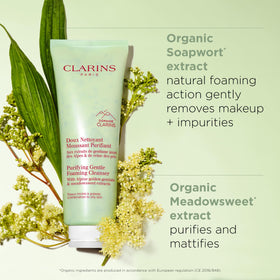 Clarins micro-pearls close-up revealing exfoliating beads for smoother skin